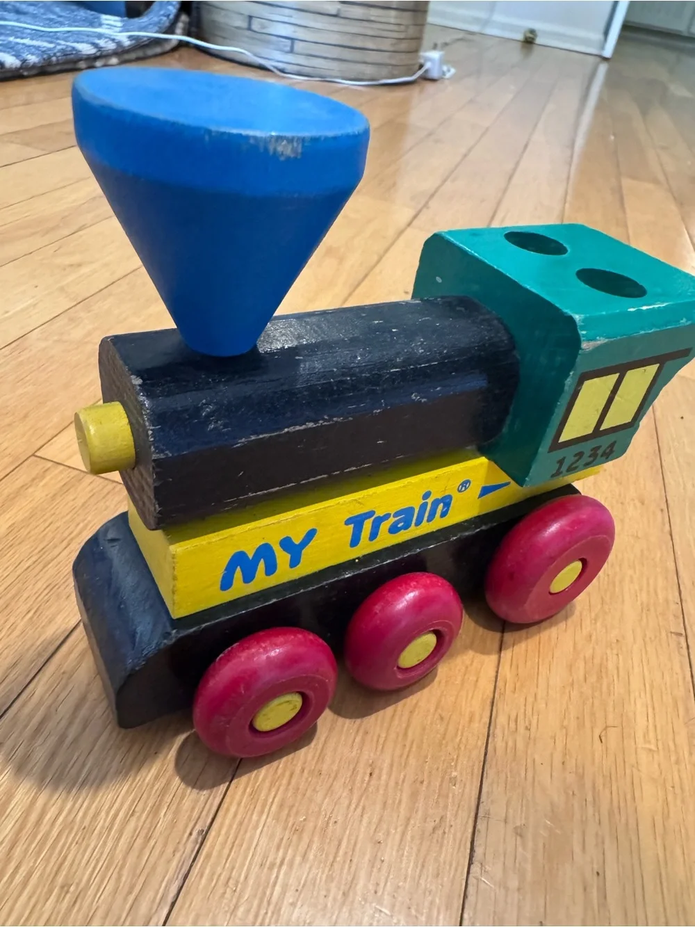 Vintage Montgomery Schoolhouse Wooden Locomotive My Train 1234 Vermont Toy